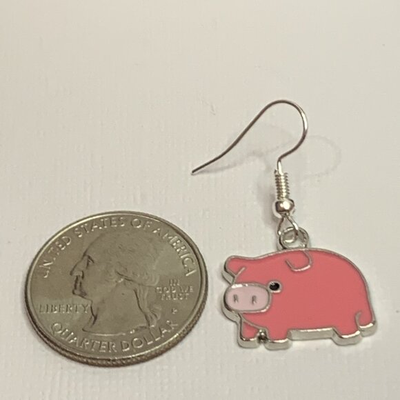 Pig Earring, Pig Jewelry, Silly Earring, Gift Idea, Cute Earring, Pink Earring - Picture 6 of 6